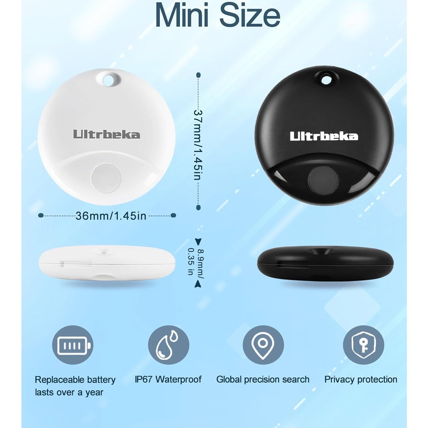 Paquete de 2 Air Tag Ultrbeka con llaveros y resistencia IP67