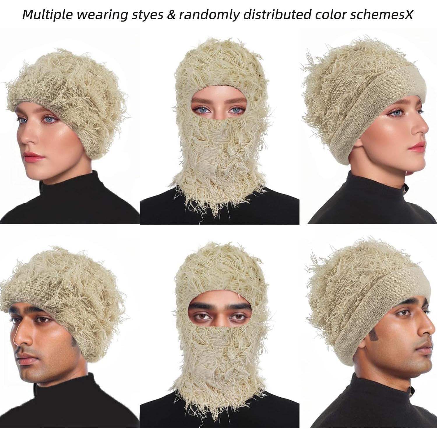 Máscara Balaclava Unisex Ezovino Beige Tejido Acrílico