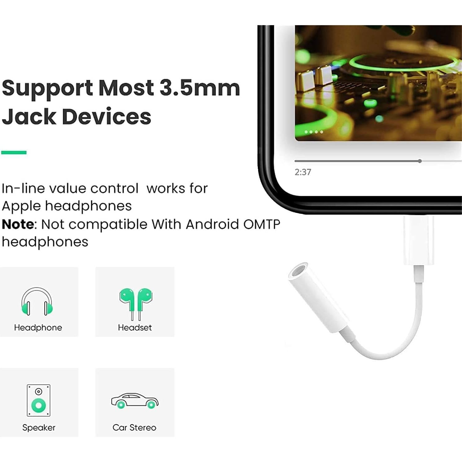 Adaptador Lightning a 3.5mm Seulliya 2 Pack para iPhone