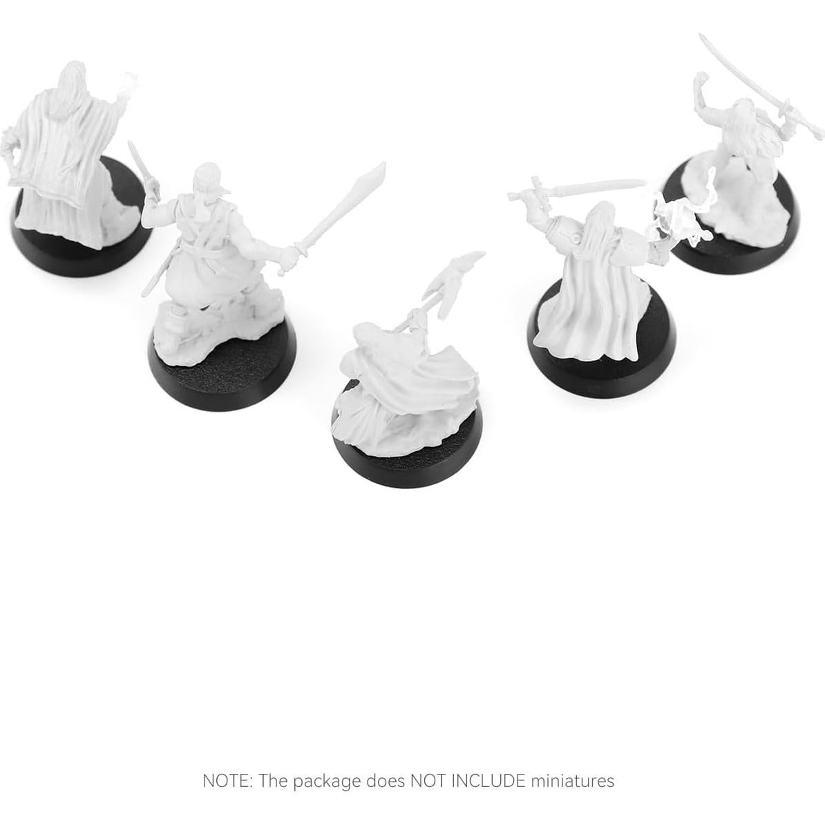 100 Bases Redondas Miniatura Plástico Texturizado Negro 25mm