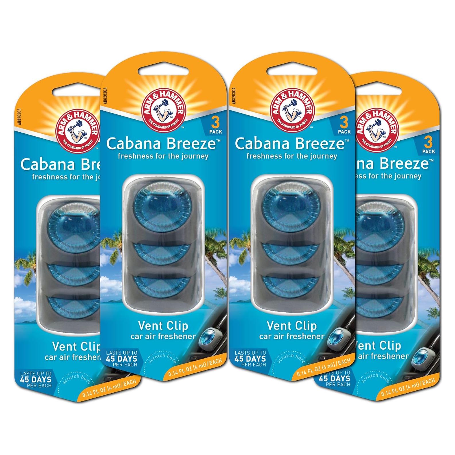 Ambientador de Auto Arm & Hammer Frescura Cabana Breeze - 4 Piezas