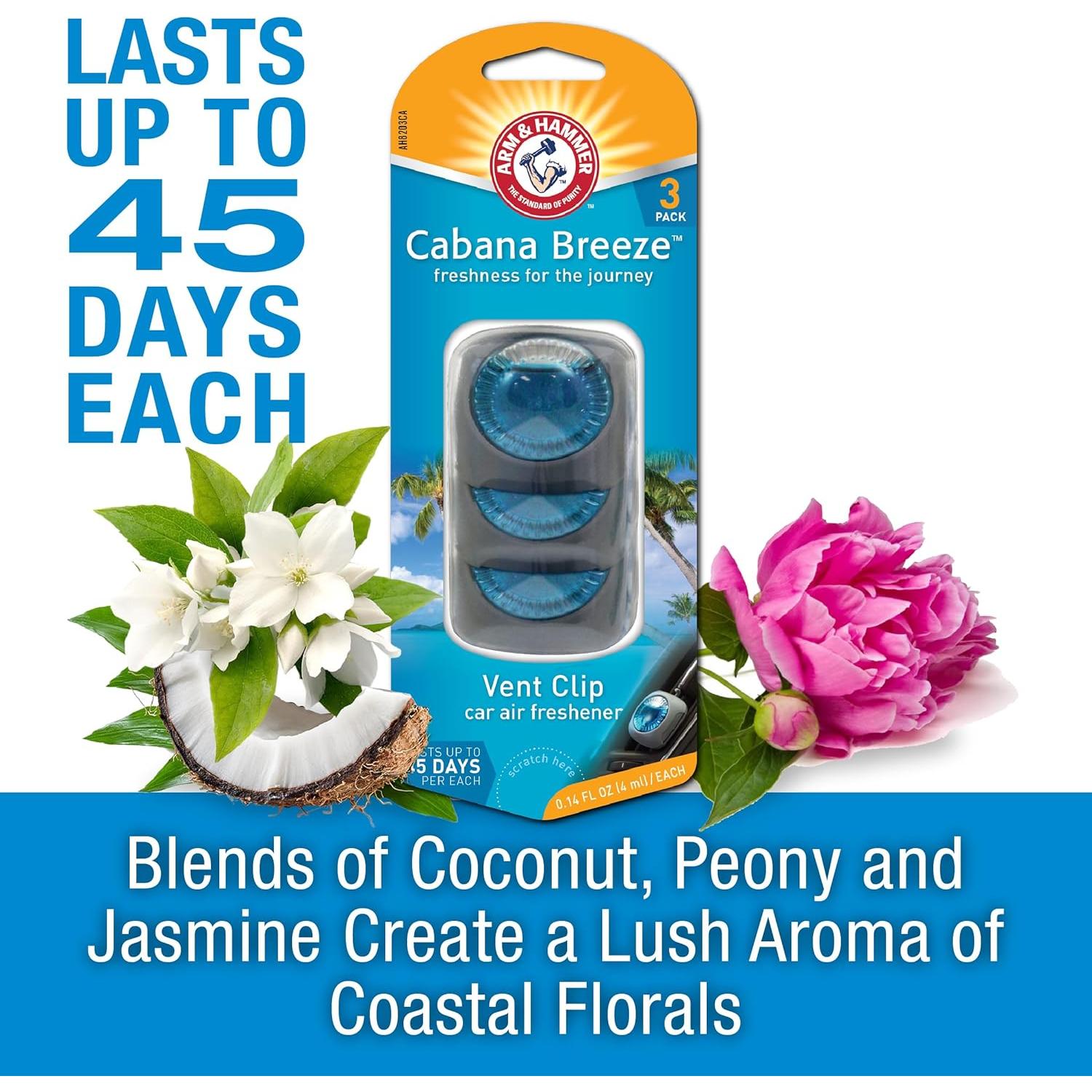 Ambientador de Auto Arm & Hammer Frescura Cabana Breeze - 4 Piezas