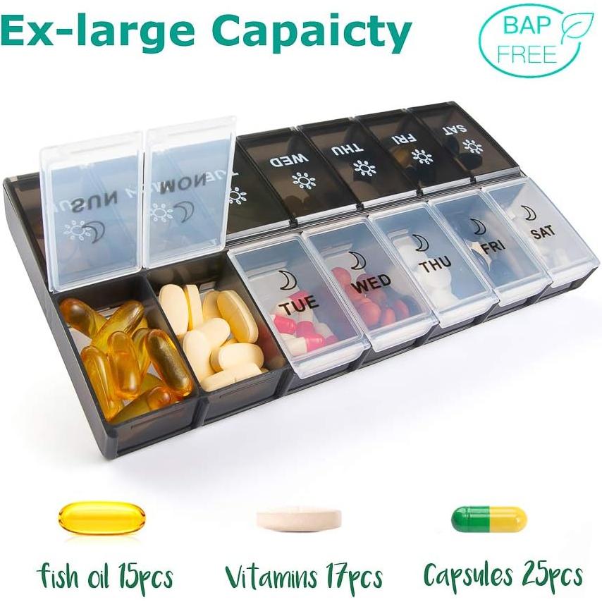 Organizador de Pastillas Diario XL Newayflash 7 Días AM PM