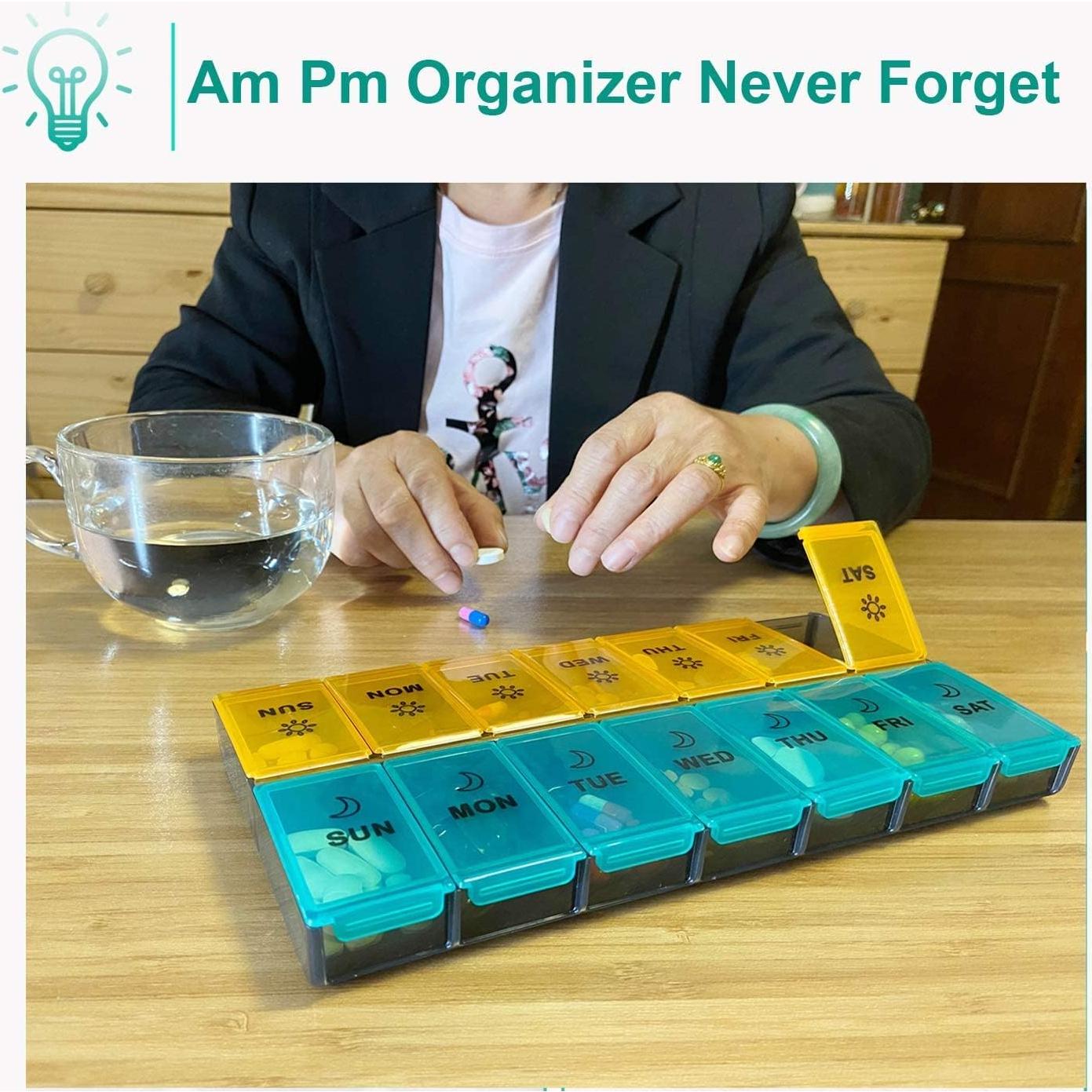 Organizador de Pastillas Diario XL Newayflash 7 Días AM PM