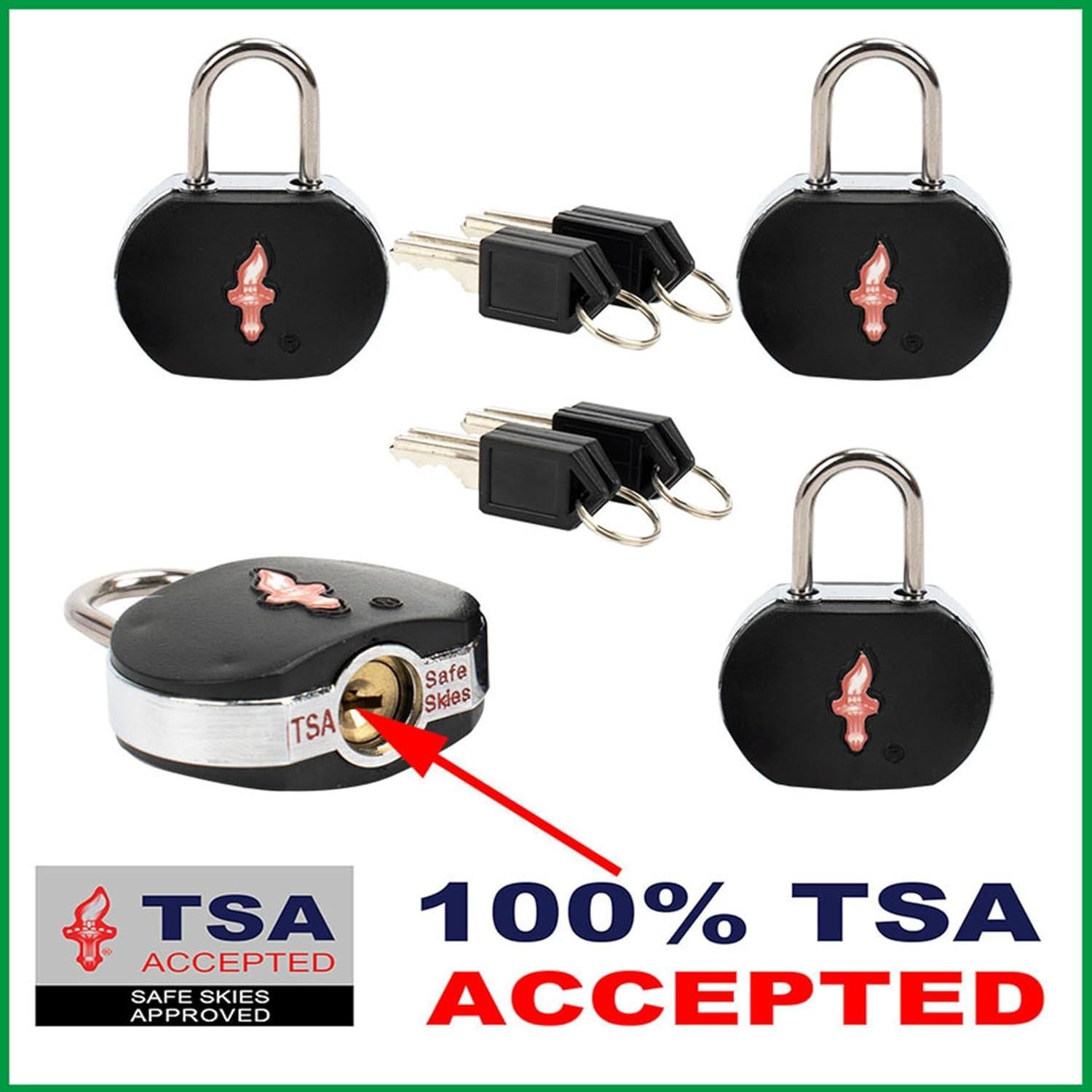 Juego de 4 Candados de Llave DUALCROWN Aprobados por TSA