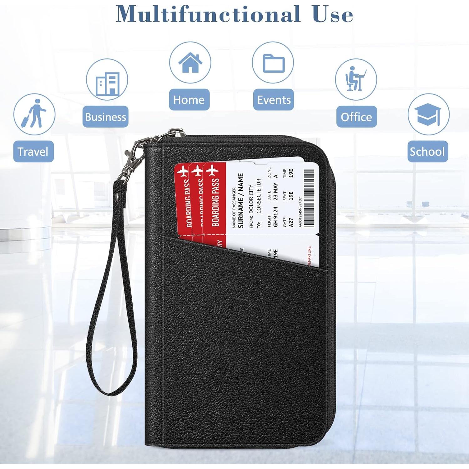 Cartera de Pasaporte Fintie Unisex con Bloqueo RFID - Negro