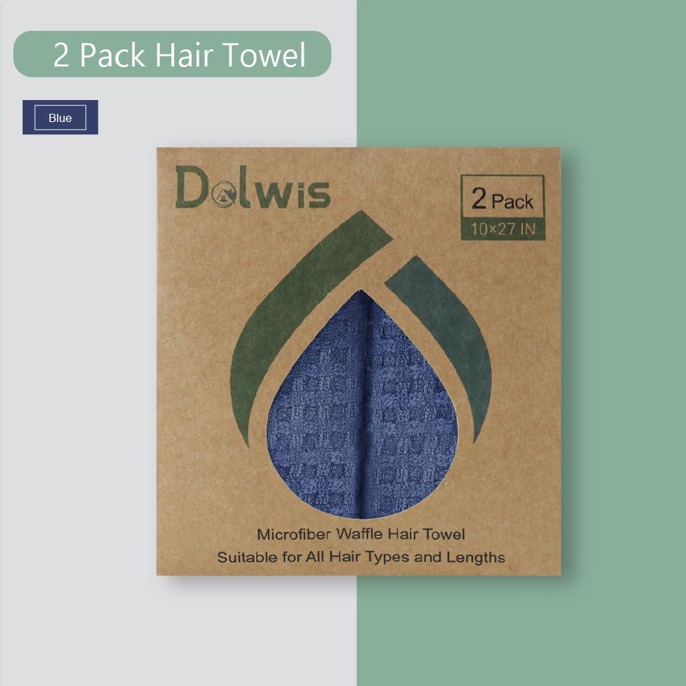 Toalla de Secado de Cabello Microfibra Dolwis 2 Piezas Azul