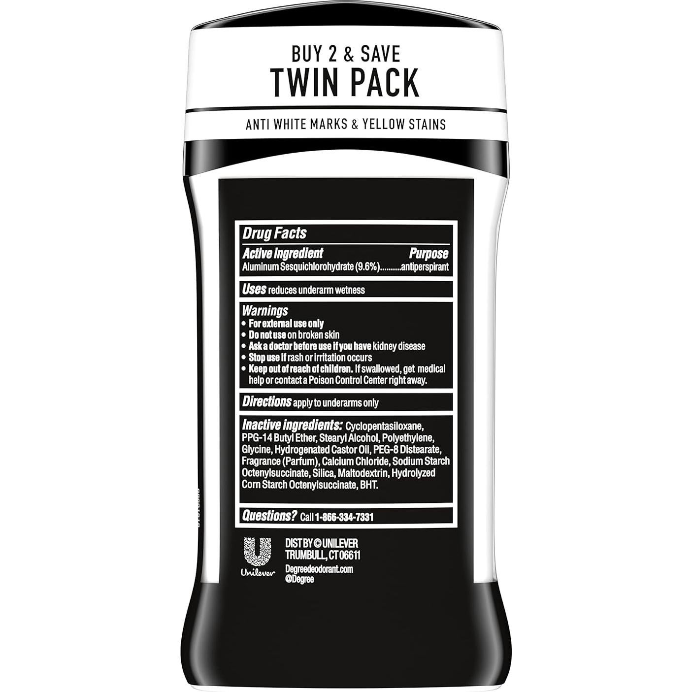 Degree Men UltraClear Antitranspirante 76.2 g x2 - Protección 72h