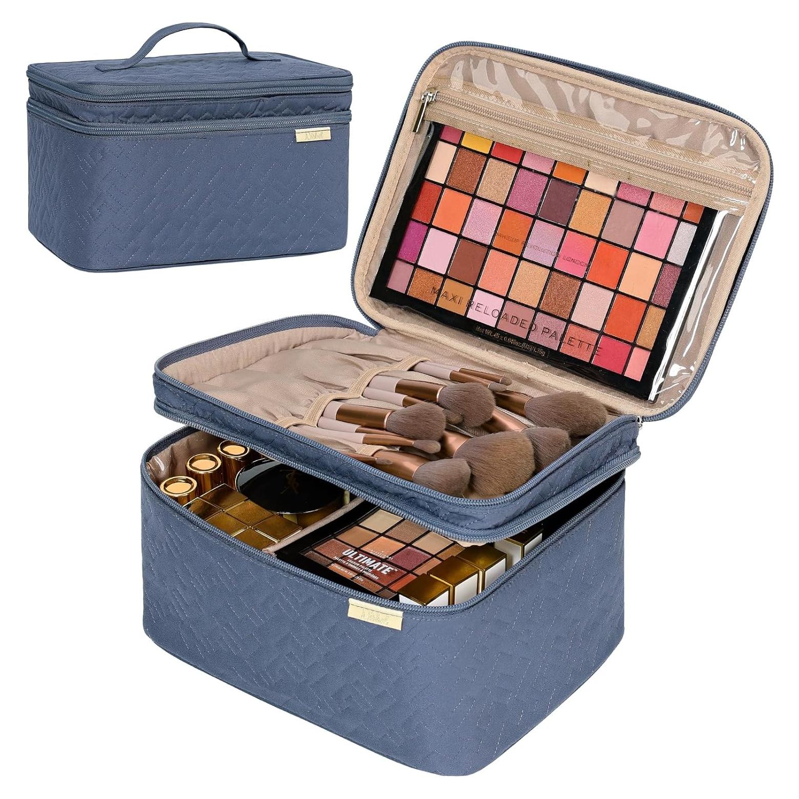 Bolsa de Maquillaje de Viaje NISHEL Grande Doble Capa Azul Egeo