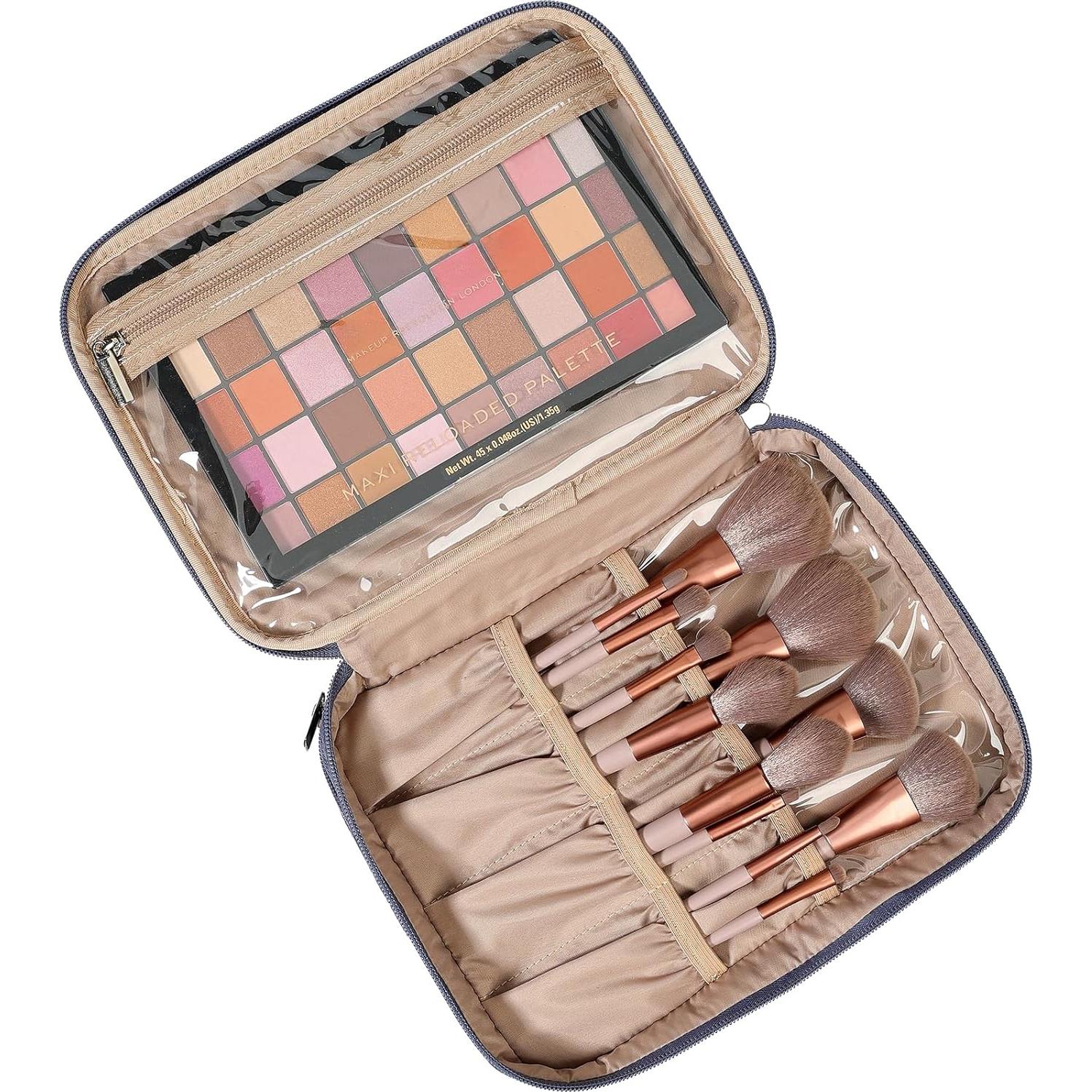 Bolsa de Maquillaje de Viaje NISHEL Grande Doble Capa Azul Egeo