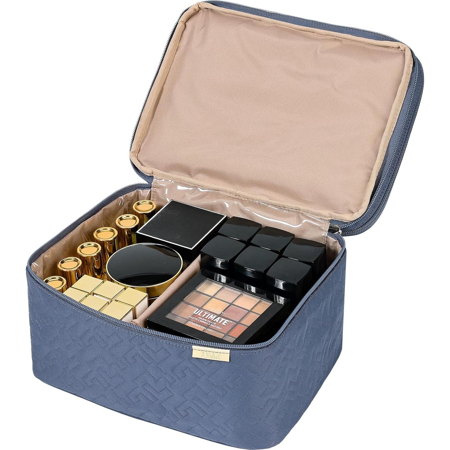 Bolsa de Maquillaje de Viaje NISHEL Grande Doble Capa Azul Egeo