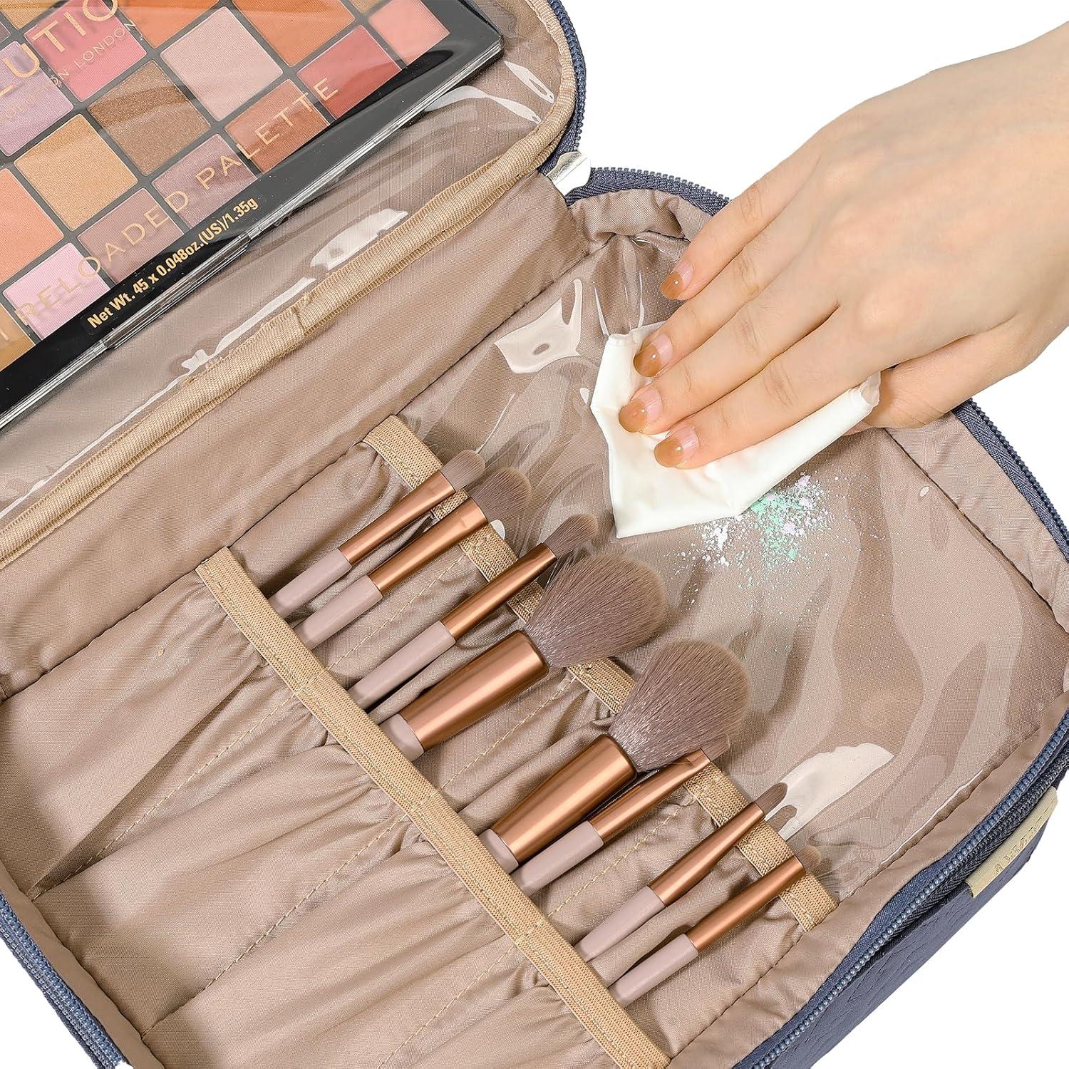 Bolsa de Maquillaje de Viaje NISHEL Grande Doble Capa Azul Egeo