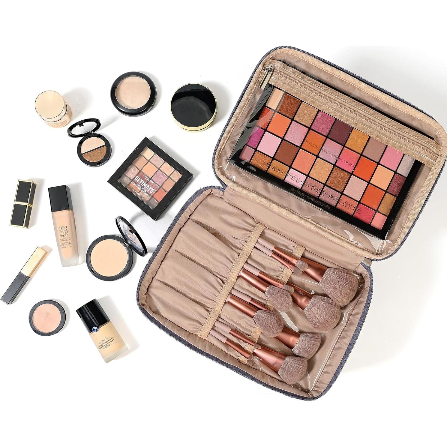 Bolsa de Maquillaje de Viaje NISHEL Grande Doble Capa Azul Egeo