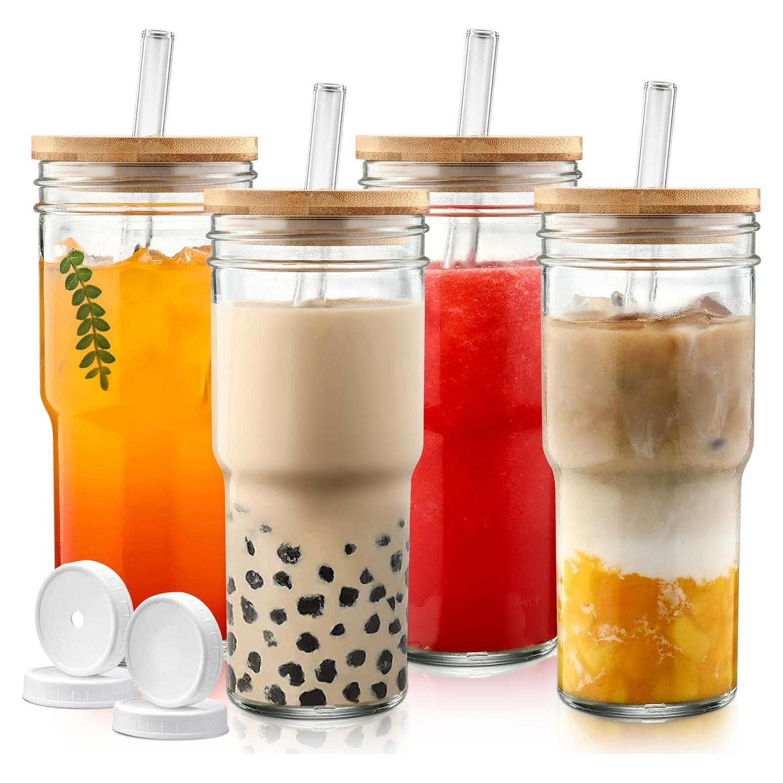 Tarros de Cristal Reutilizables DWTS DANWEITESI 24 oz - 4 Piezas