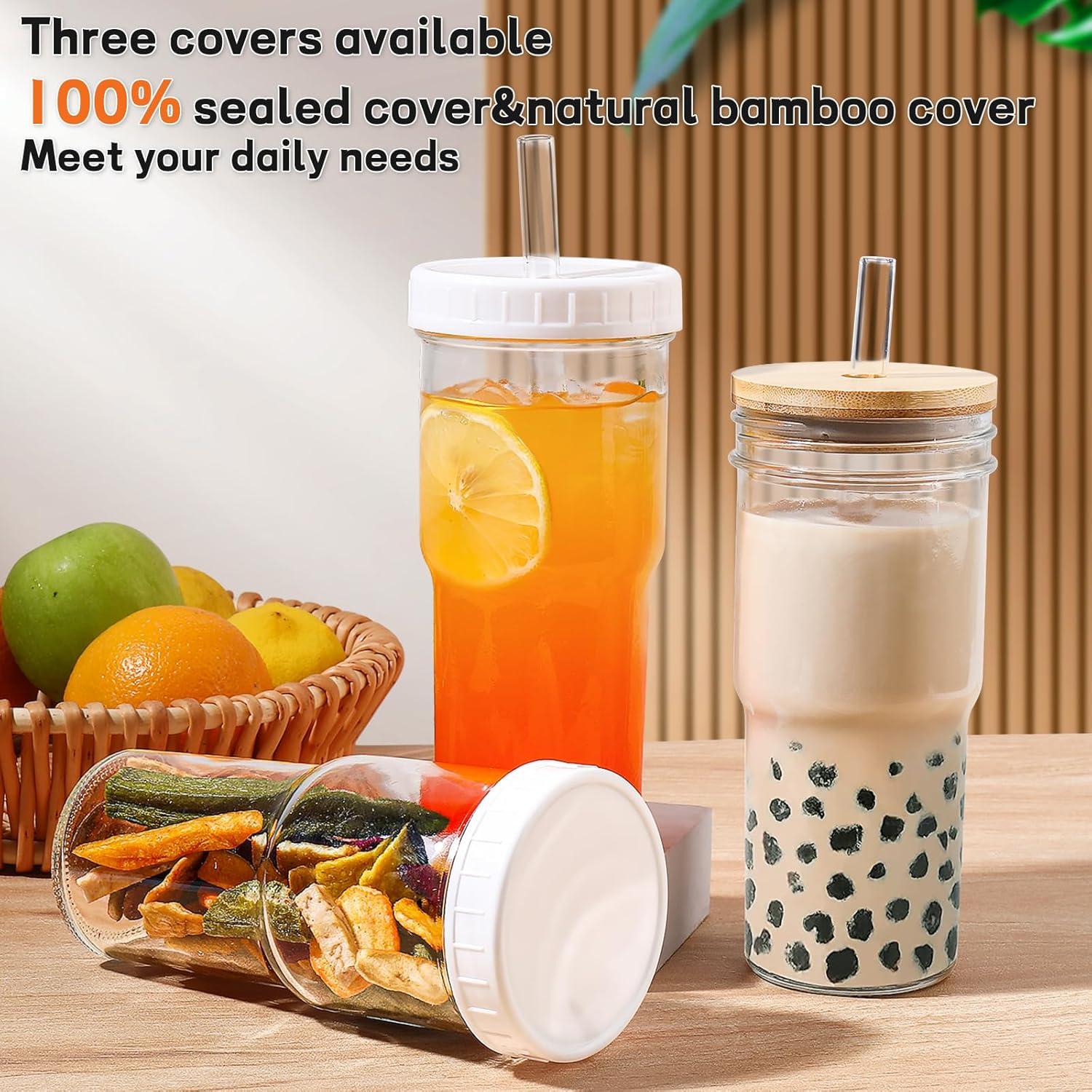 Tarros de Cristal Reutilizables DWTS DANWEITESI 24 oz - 4 Piezas