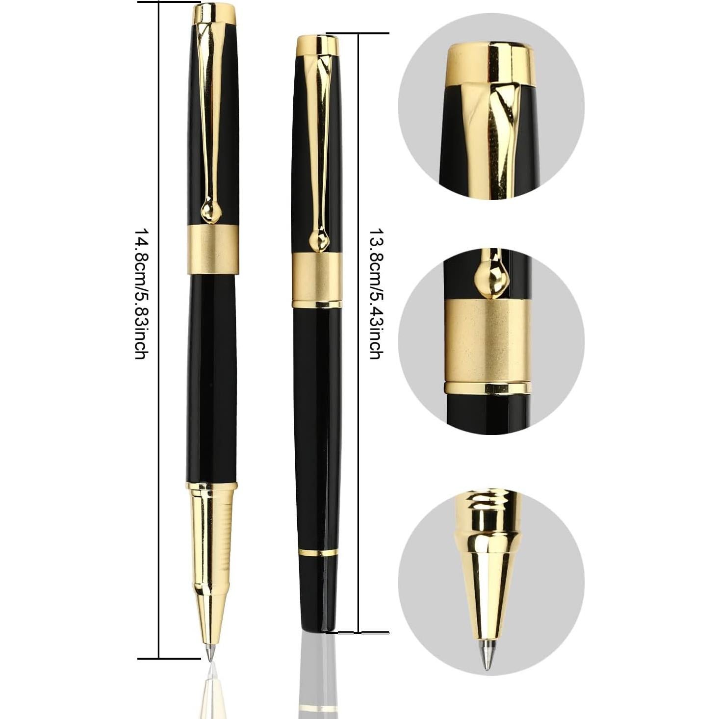 Set de Bolígrafos de Lujo YIVONKA - 2 Negros 0.5mm con Recargas