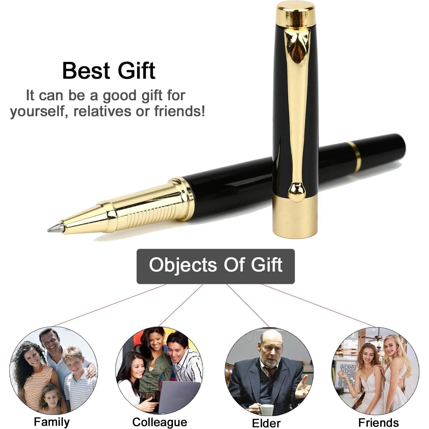 Set de Bolígrafos de Lujo YIVONKA - 2 Negros 0.5mm con Recargas