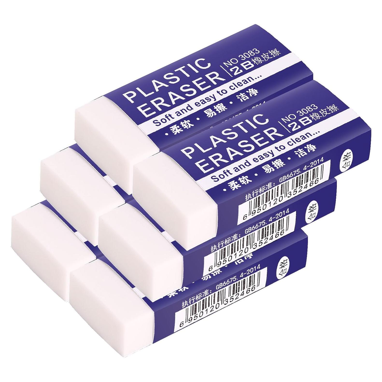 Paquete de 6 Gomas de Borrar Pocurhi Blancas Rectangulares