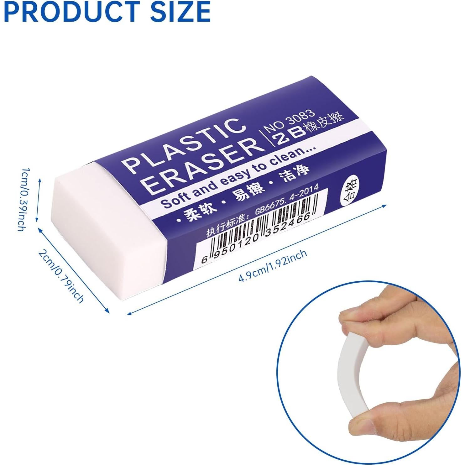 Paquete de 6 Gomas de Borrar Pocurhi Blancas Rectangulares