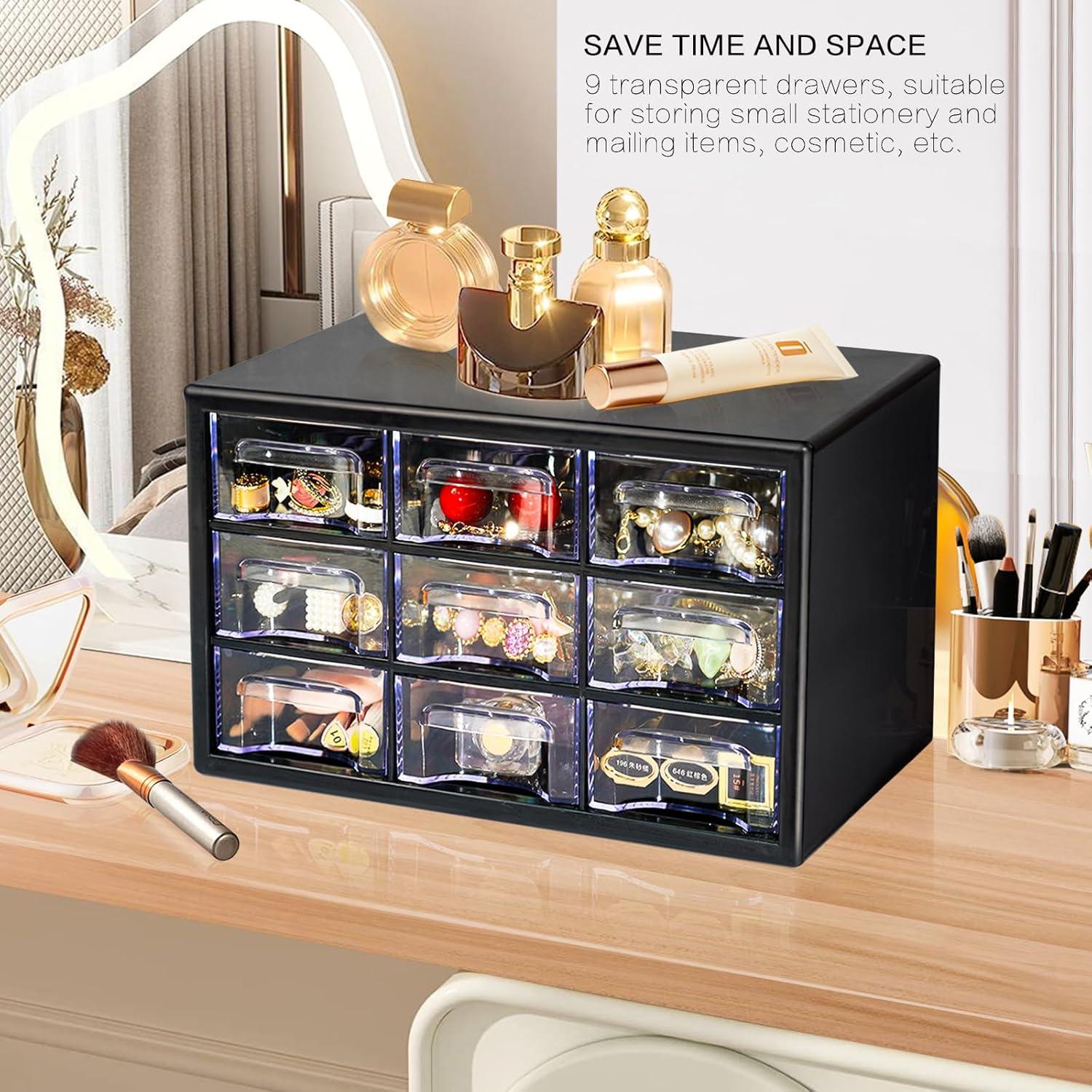 Organizador de Escritorio FODIENS 9 Cajones Transparente Negro 25x16x15 cm