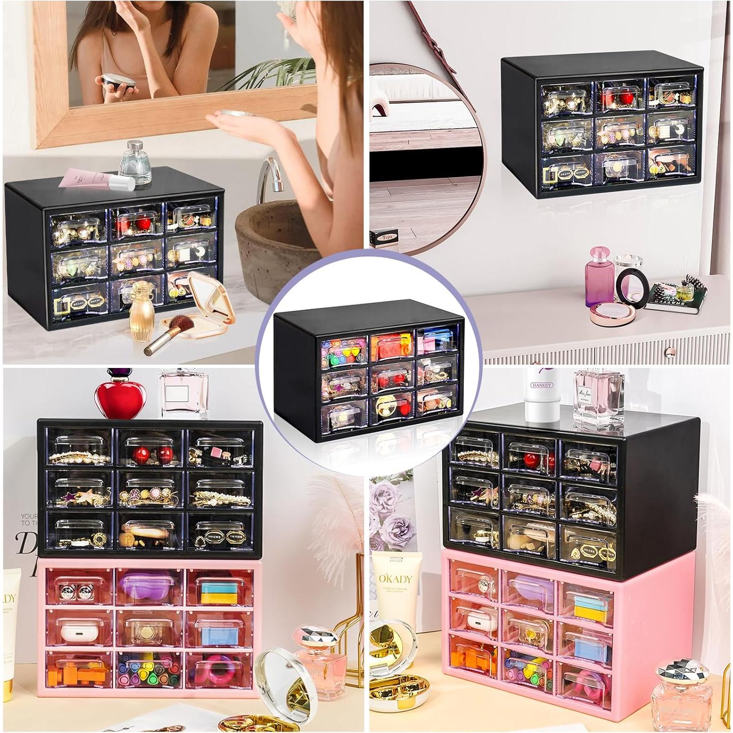 Organizador de Escritorio FODIENS 9 Cajones Transparente Negro 25x16x15 cm