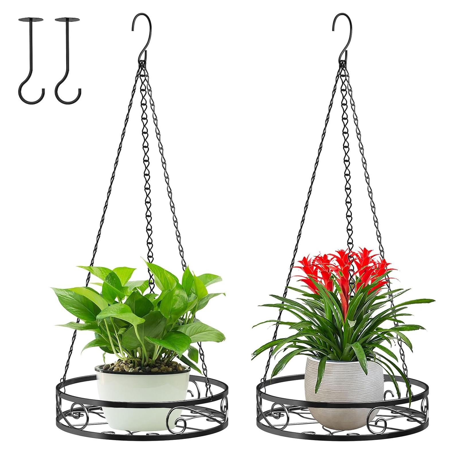 Macetas colgantes de metal Qiaomeiysp 2 piezas 66 cm