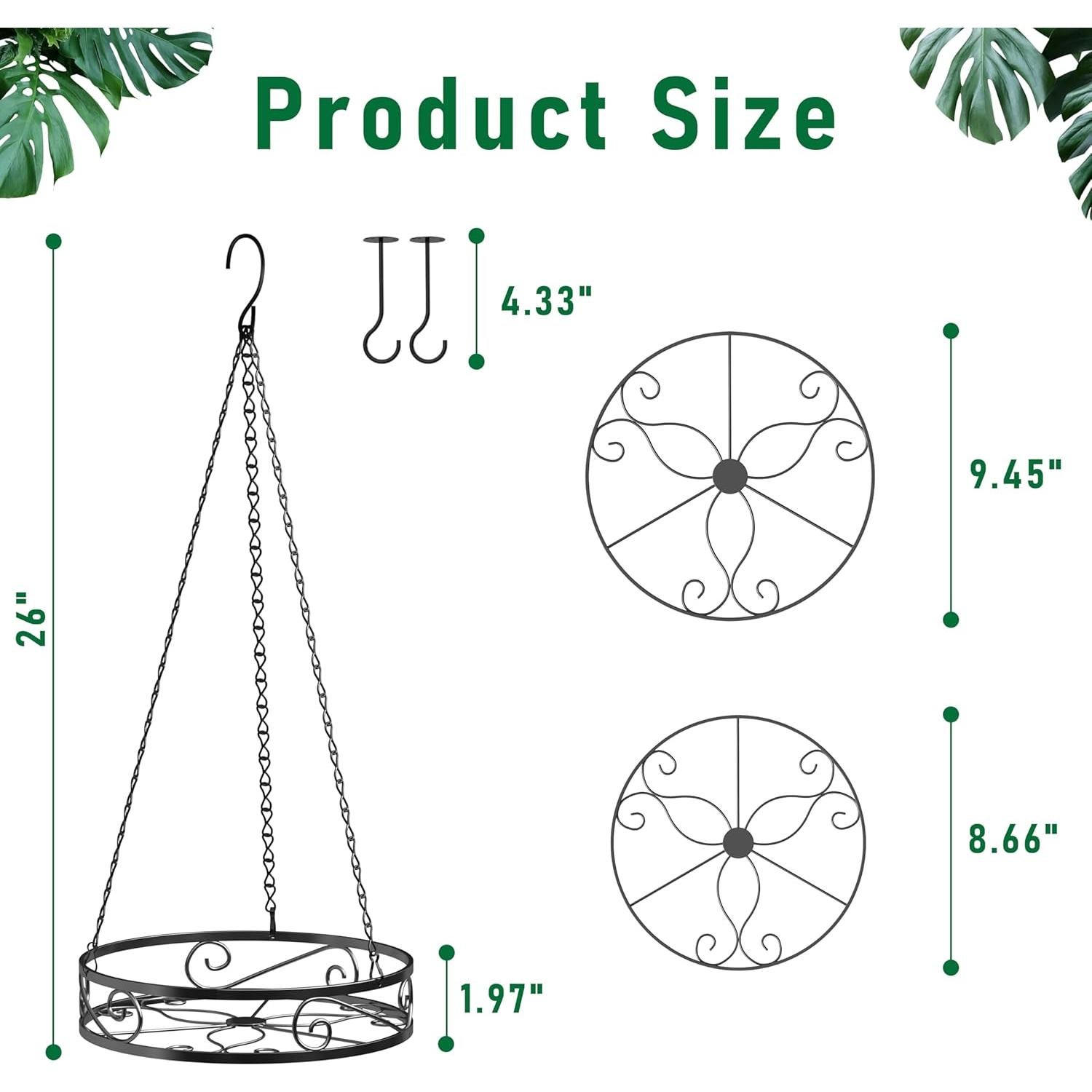 Macetas colgantes de metal Qiaomeiysp 2 piezas 66 cm