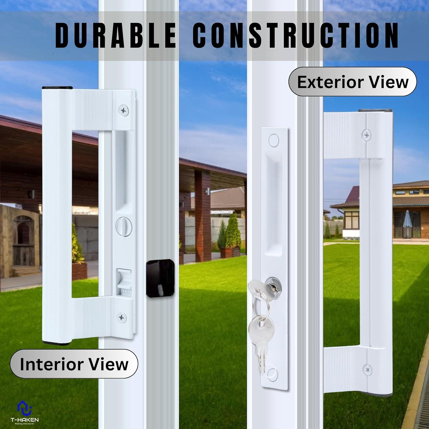 Juego de Manijas de Puerta Deslizante T-HAKEN Aluminio Blanco