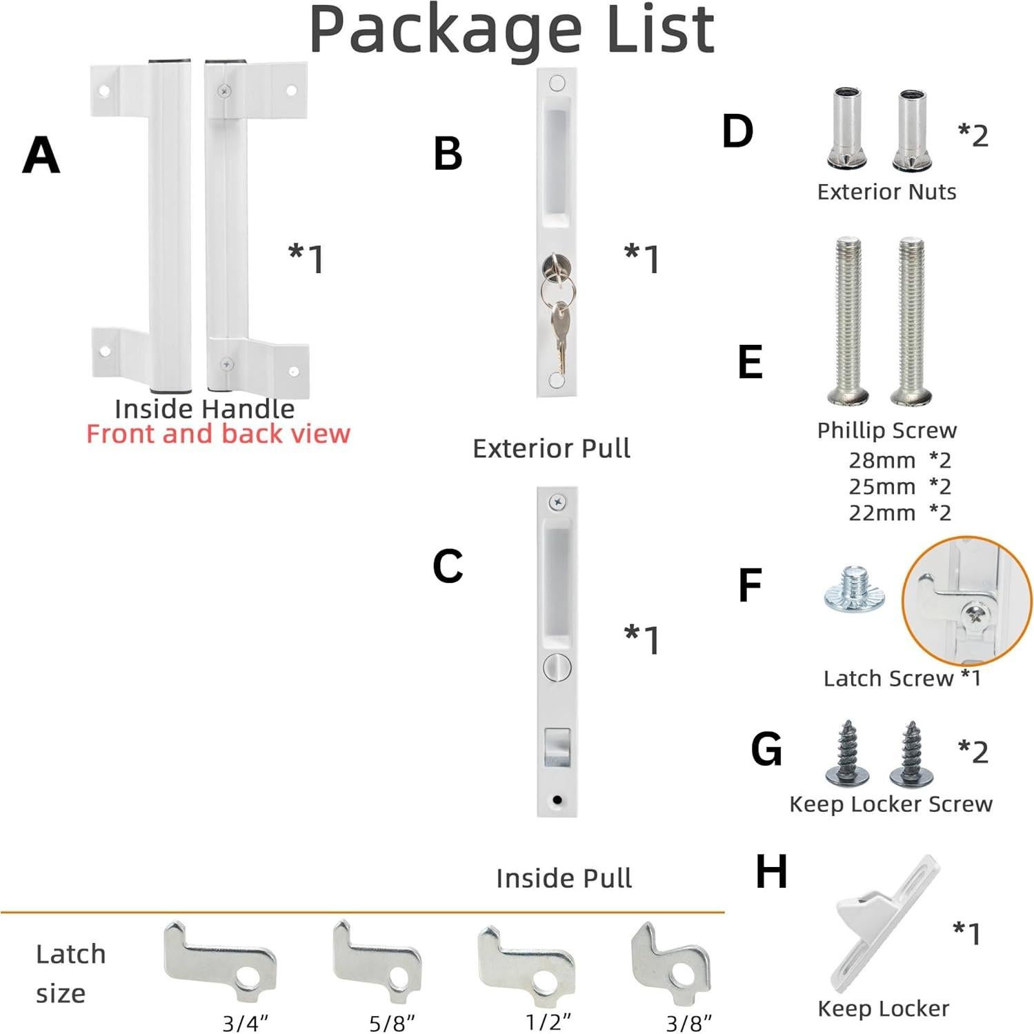 Juego de Manijas de Puerta Deslizante T-HAKEN Aluminio Blanco