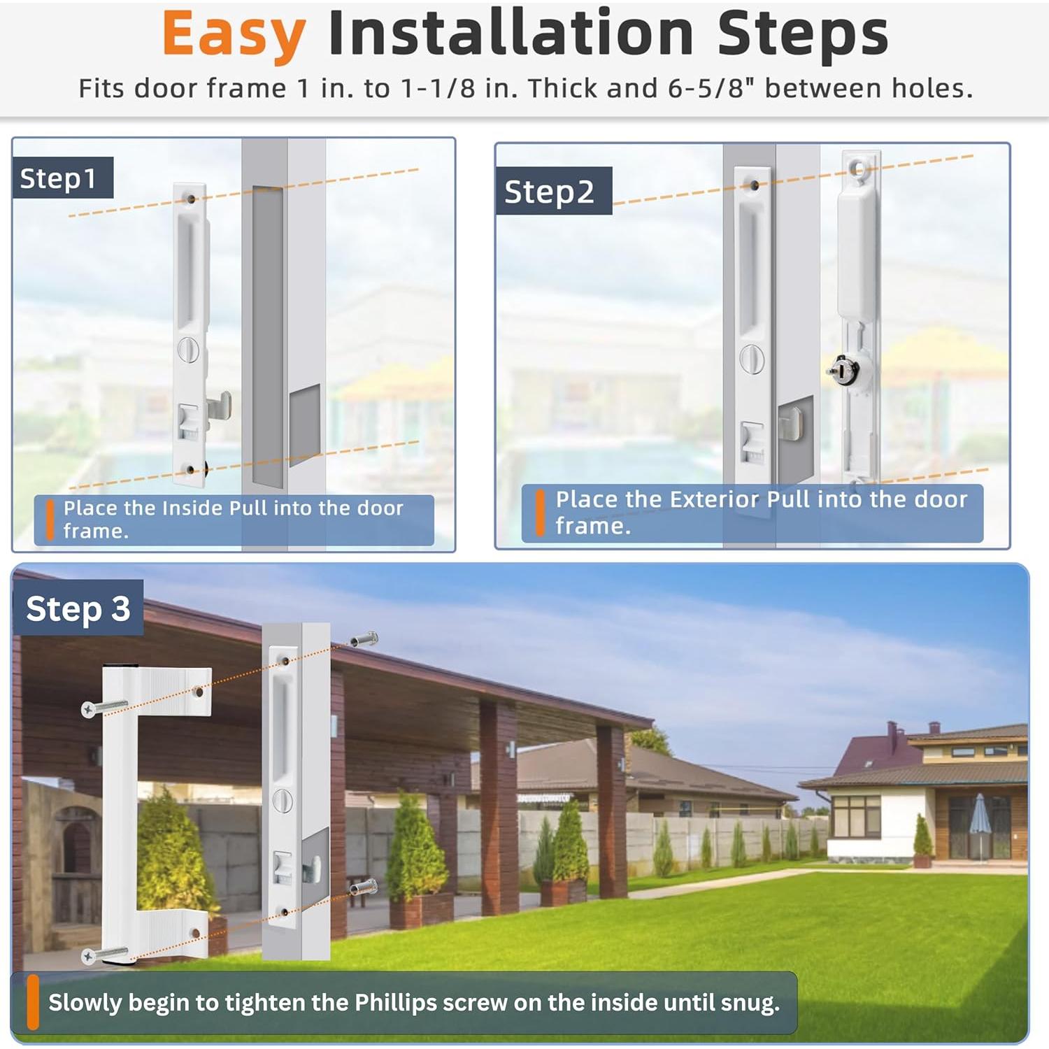 Juego de Manijas de Puerta Deslizante T-HAKEN Aluminio Blanco