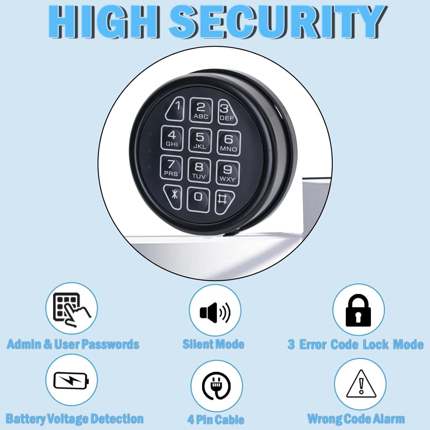 Cerradura Electrónica de Caja Fuerte WAH LIN con Teclado Negro