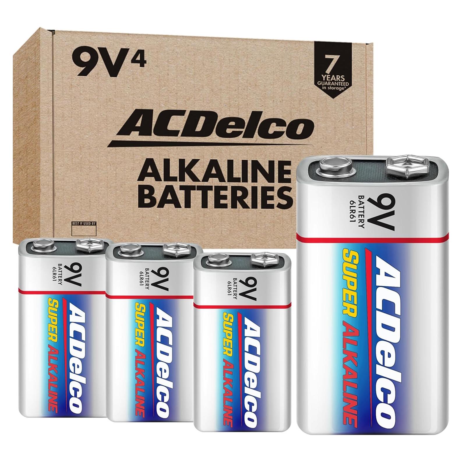 Baterías ACDelco Alcalinas 9V 4 Unidades - Vida Útil 7 Años