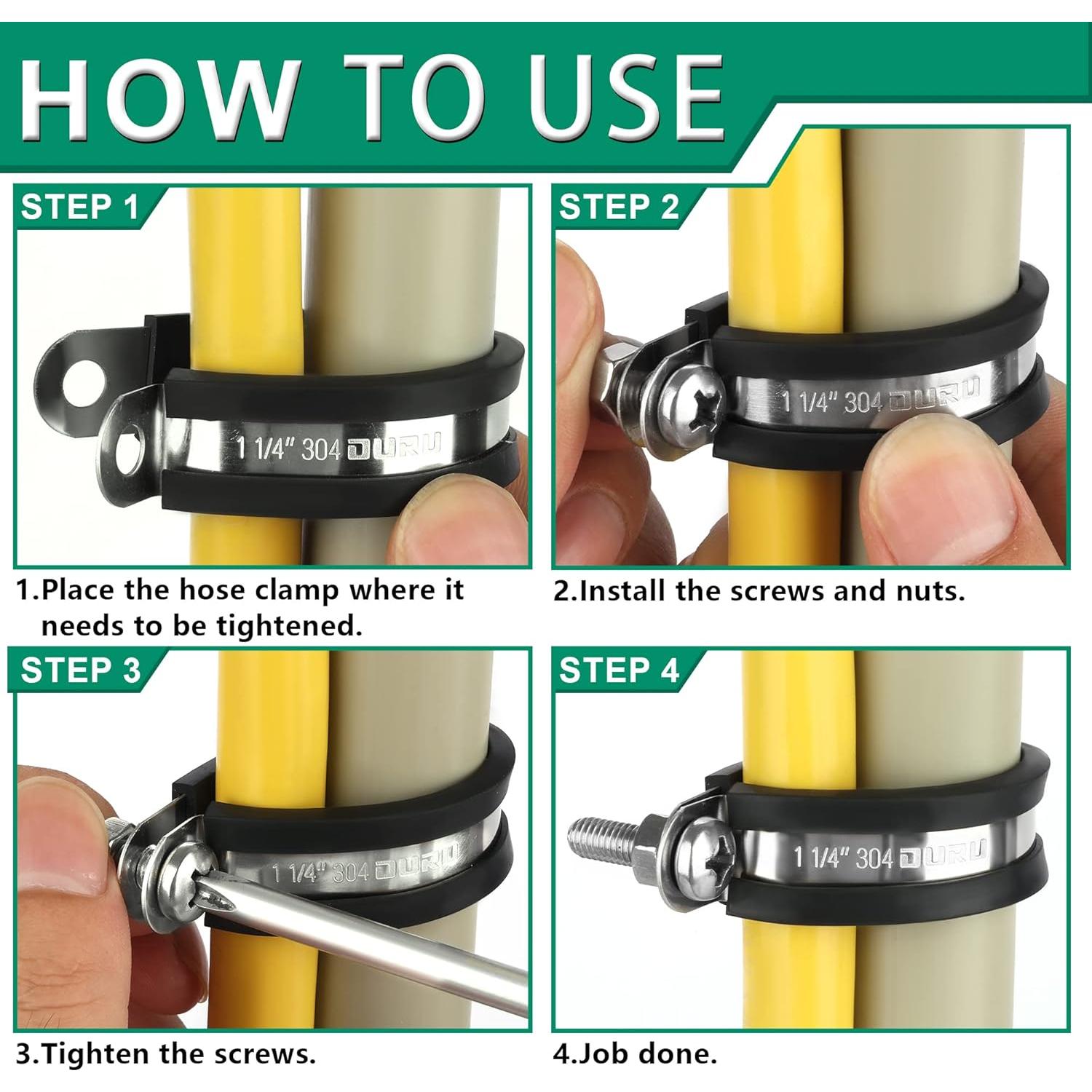 Kit de 20 Abrazaderas de Cable OURU 25mm Acero Inoxidable Goma