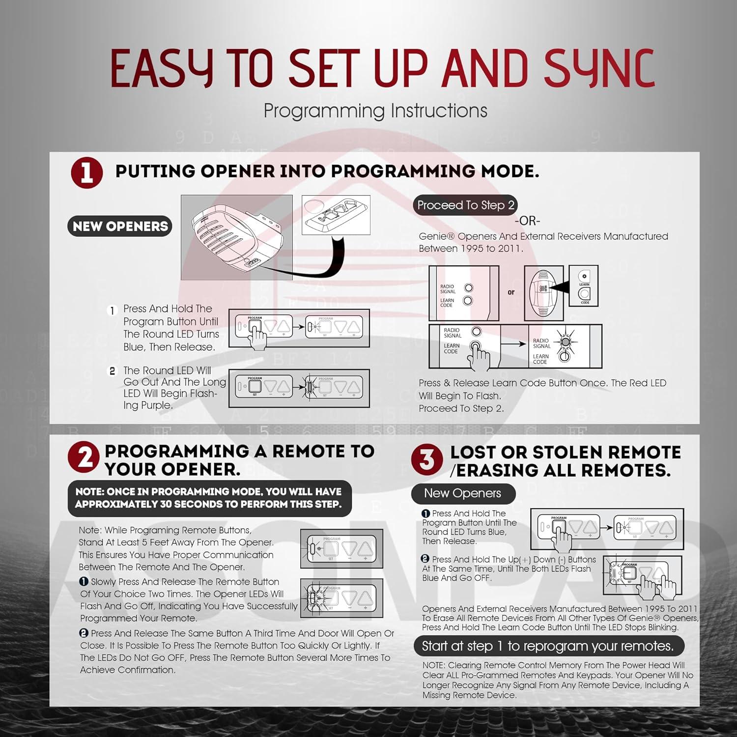 Control Remoto Genie GIT-1 para Abridor de Garaje 50m