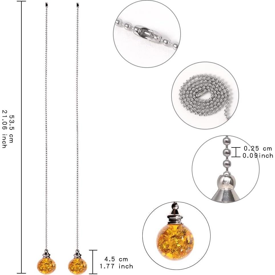 Cadena de Tirar de Cristal Ámbar con Esfera de Hielo 50cm