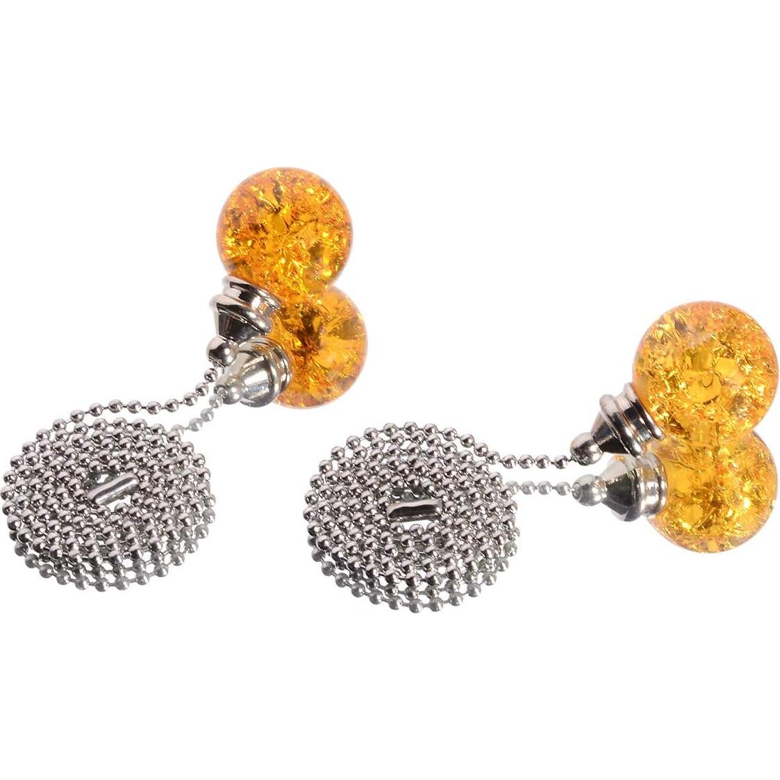 Cadena de Tirar de Cristal Ámbar con Esfera de Hielo 50cm