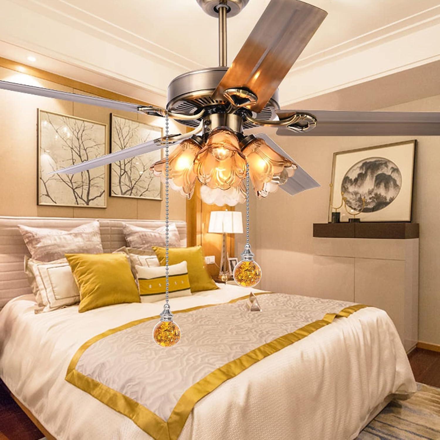 Cadena de Tirar de Cristal Ámbar con Esfera de Hielo 50cm