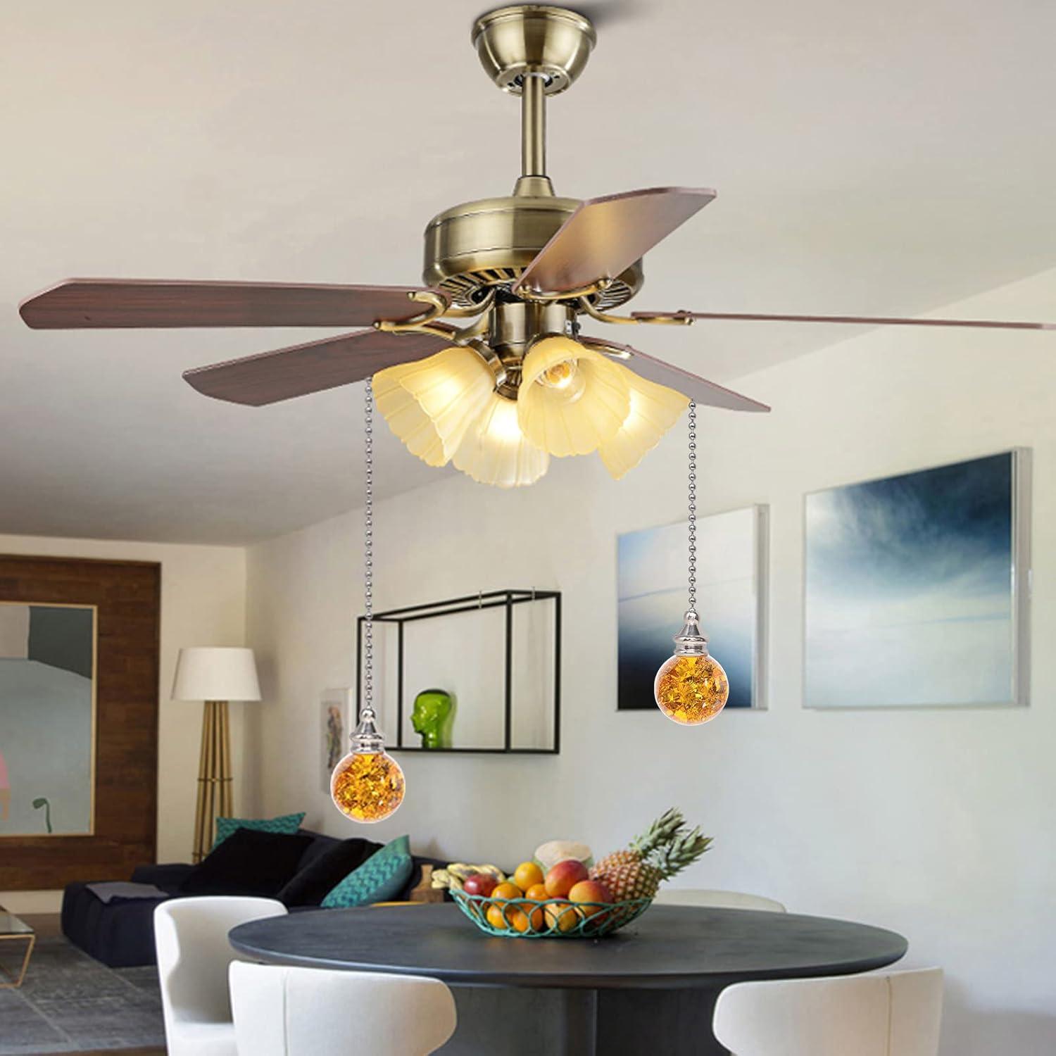 Cadena de Tirar de Cristal Ámbar con Esfera de Hielo 50cm