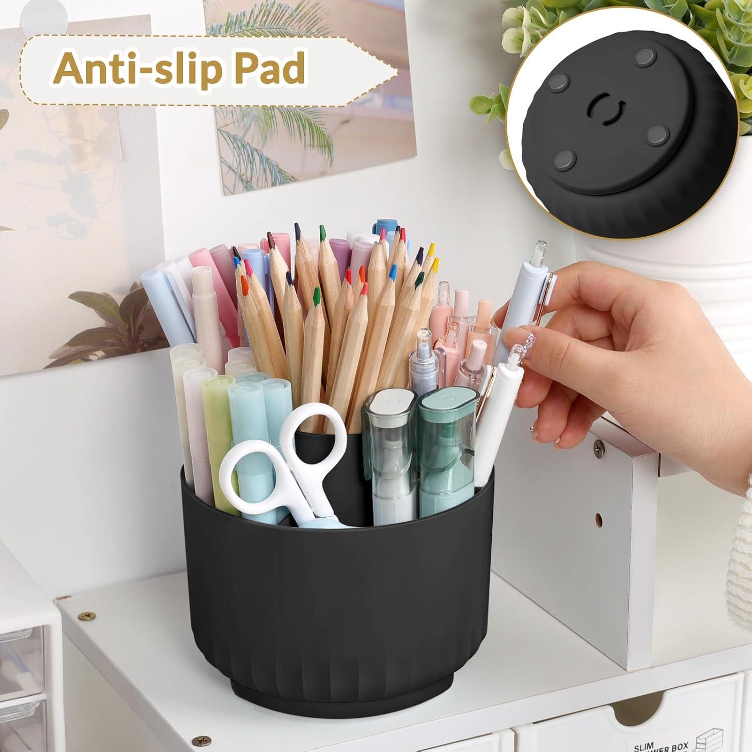 Organizador de escritorio giratorio SKYDUE 360° negro 5 compartimentos