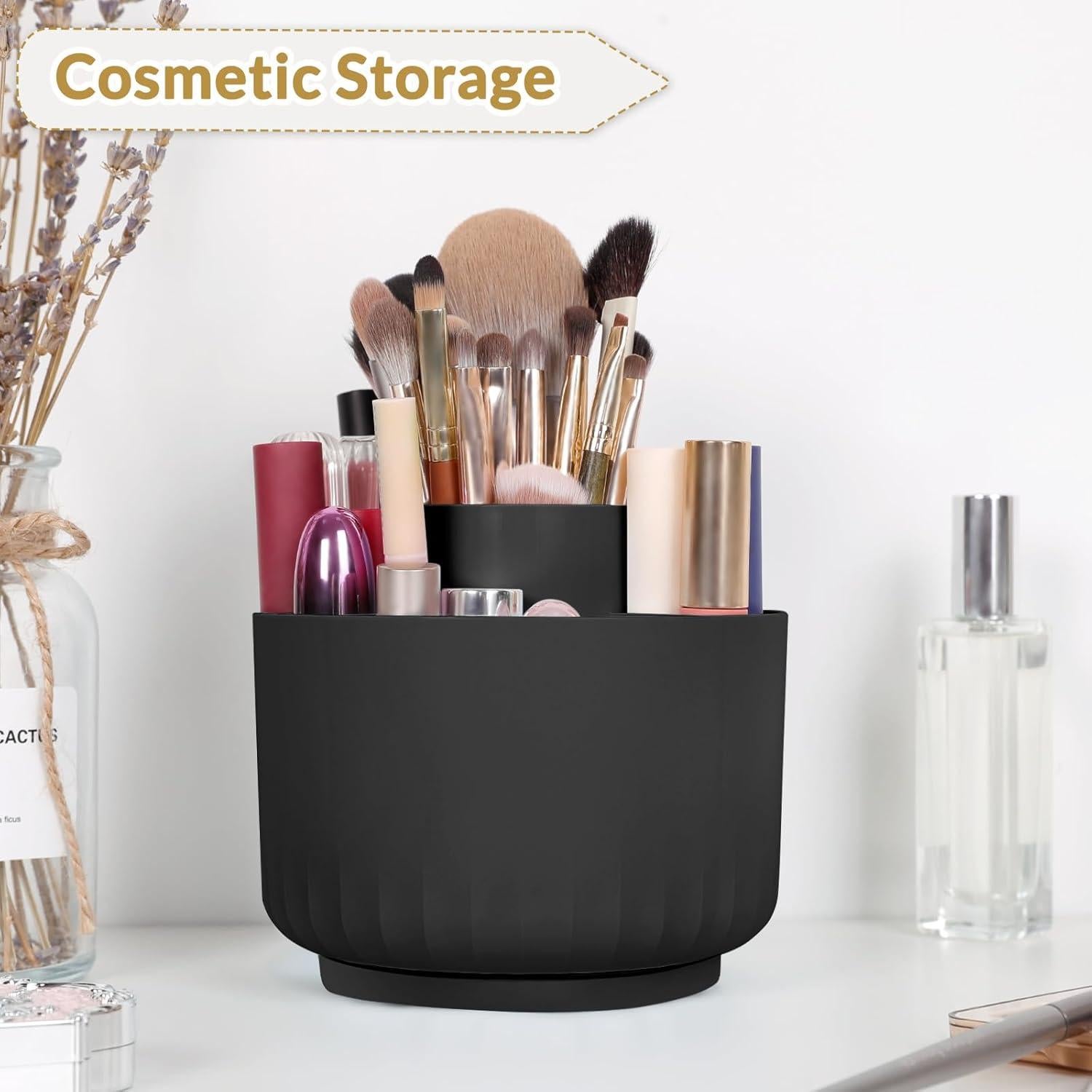 Organizador de escritorio giratorio SKYDUE 360° negro 5 compartimentos