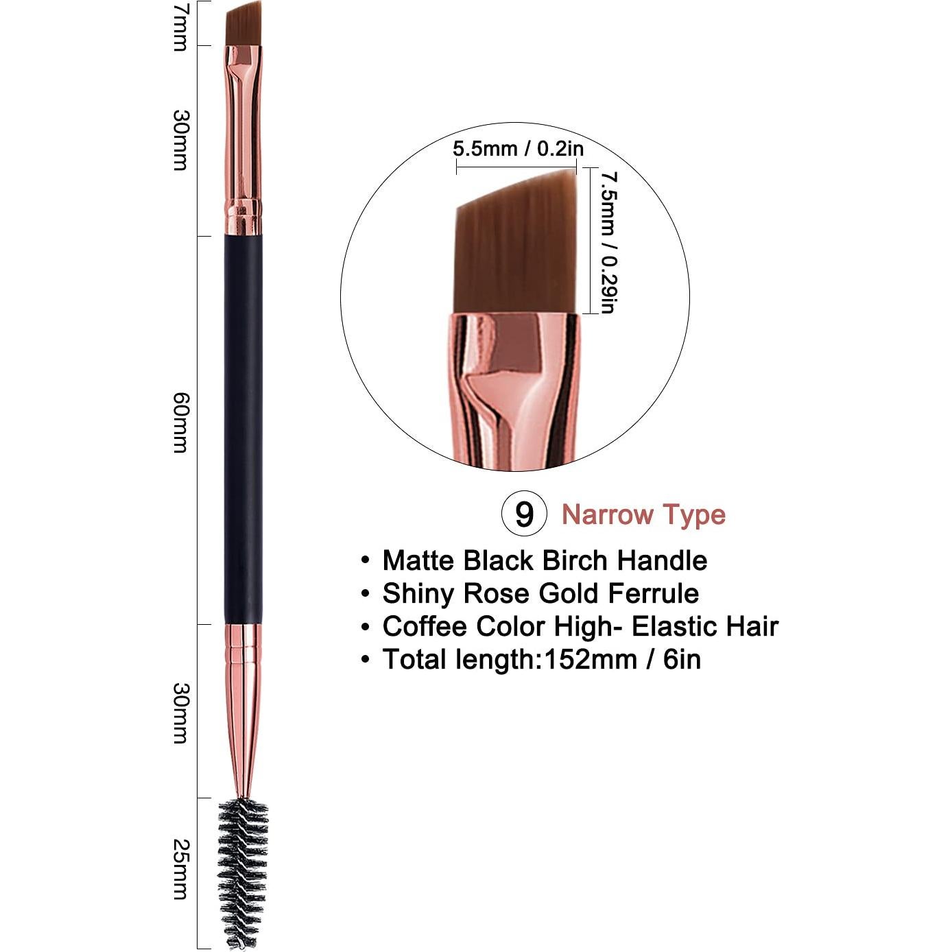 Duo Cepillo de Cejas y Pestañas LJX - 5 Piezas, Negro