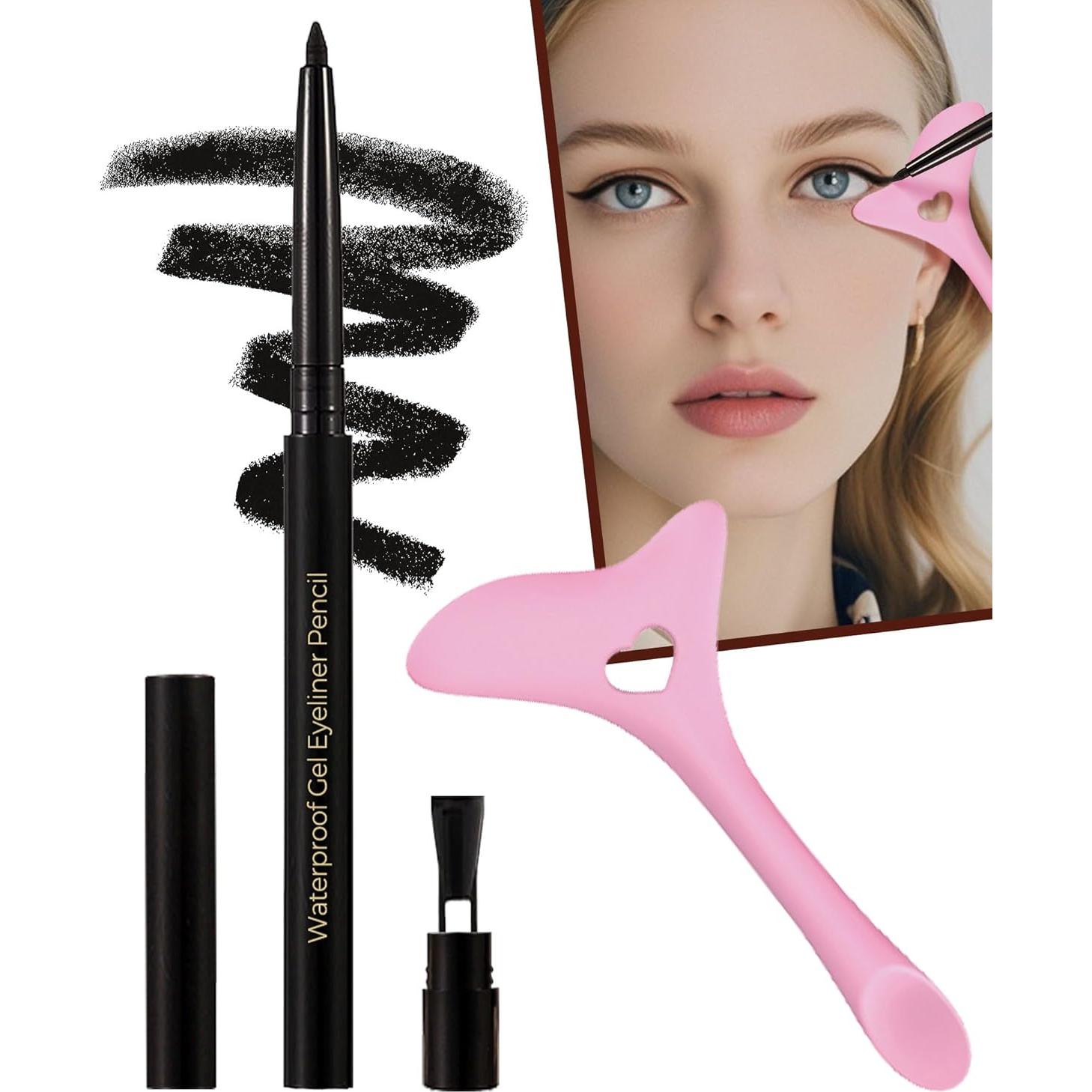 Lápiz de Eyeliner Negro Retráctil SUMEITANG con Plantilla