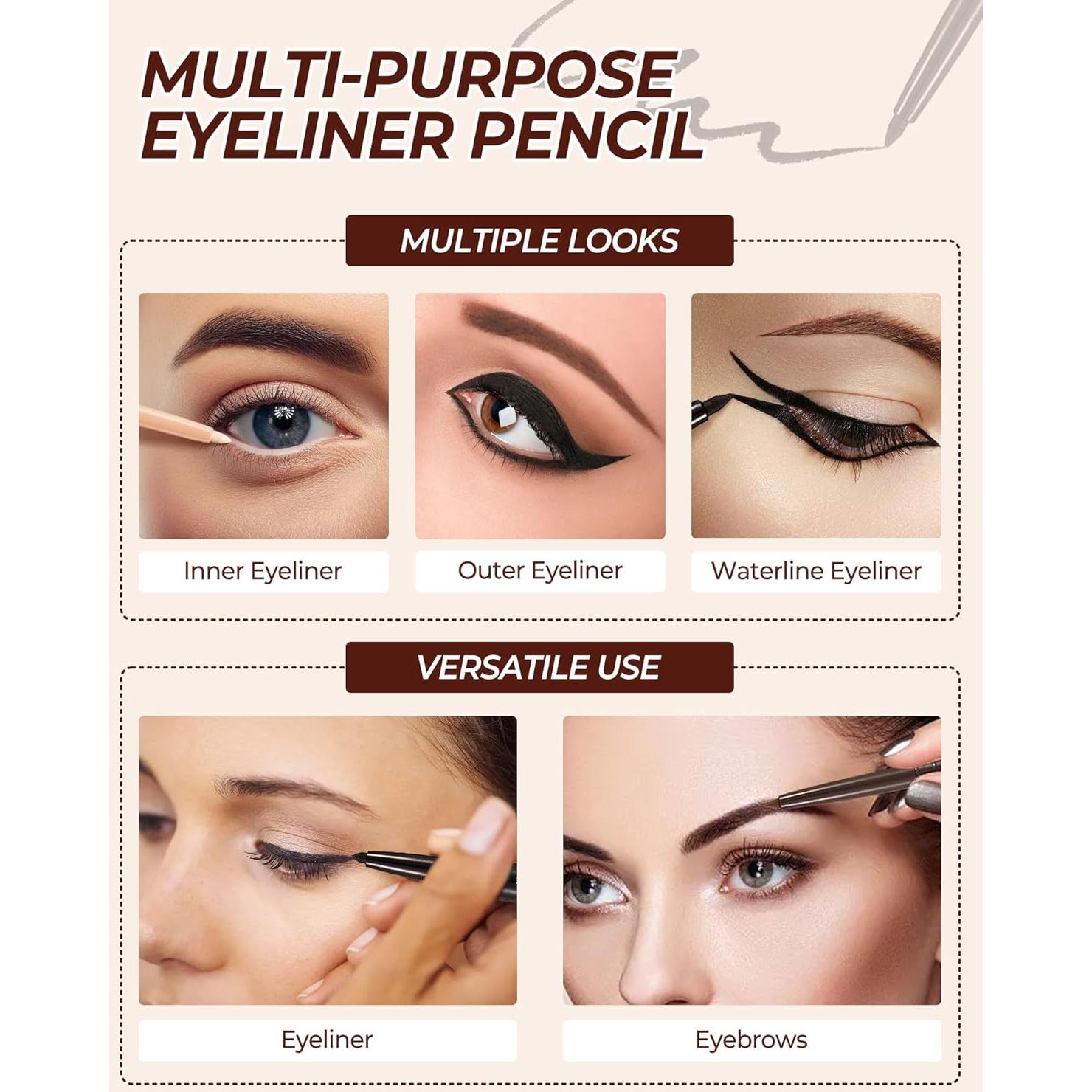 Lápiz de Eyeliner Negro Retráctil SUMEITANG con Plantilla