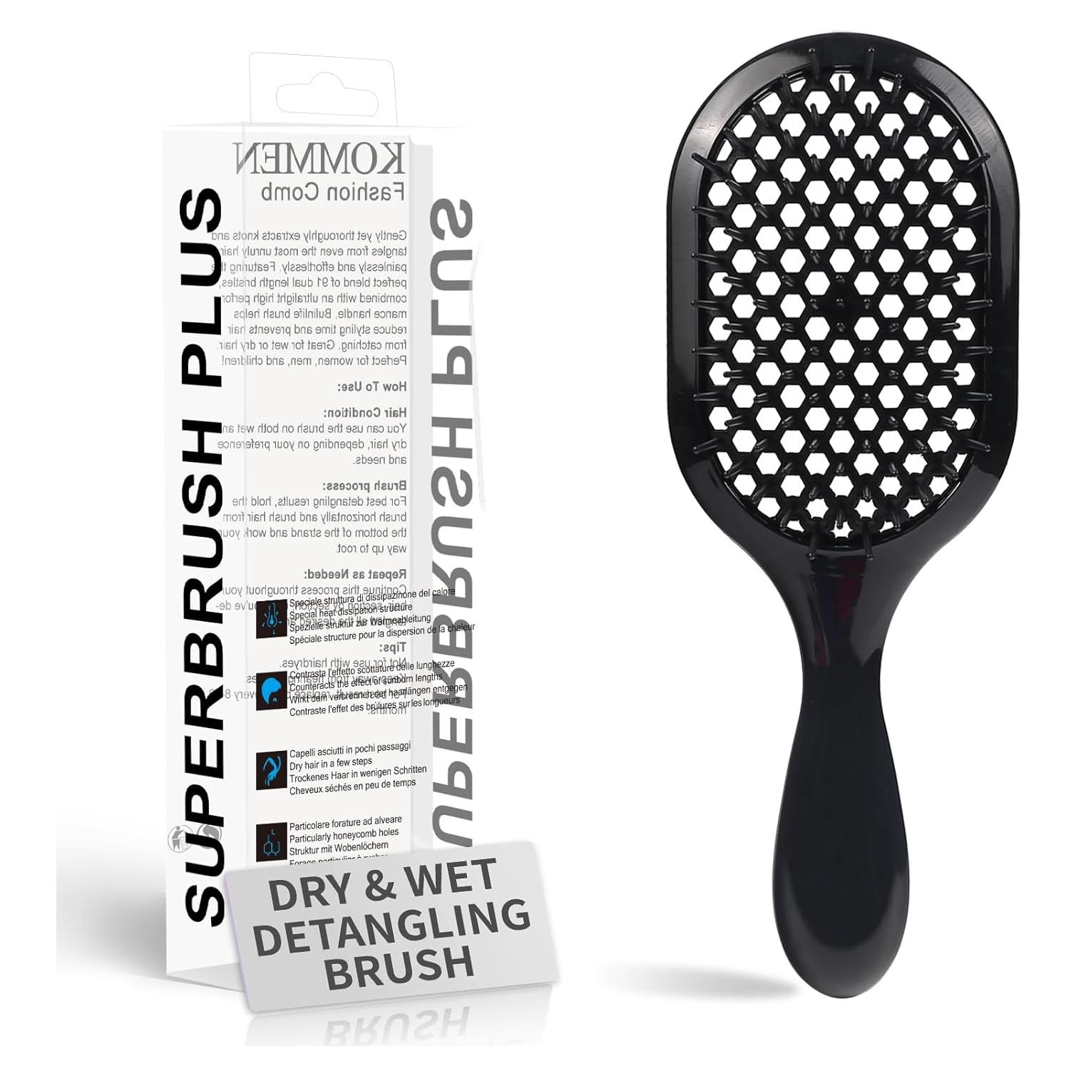 Cepillo Desenredante Negro - Paquete de 2, Antiestático y Ventilado