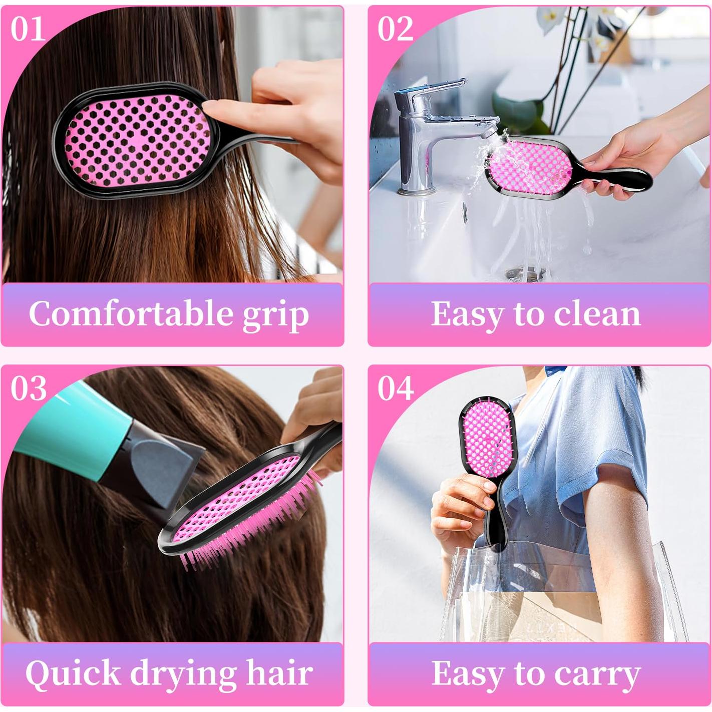 Cepillo Desenredante Negro - Paquete de 2, Antiestático y Ventilado