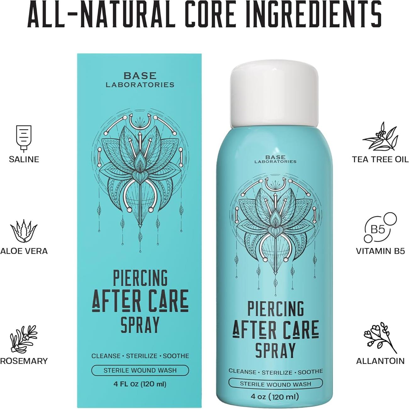 Spray Salino Post-Piercing Base Laboratories 118ml - Cuidado y Limpieza