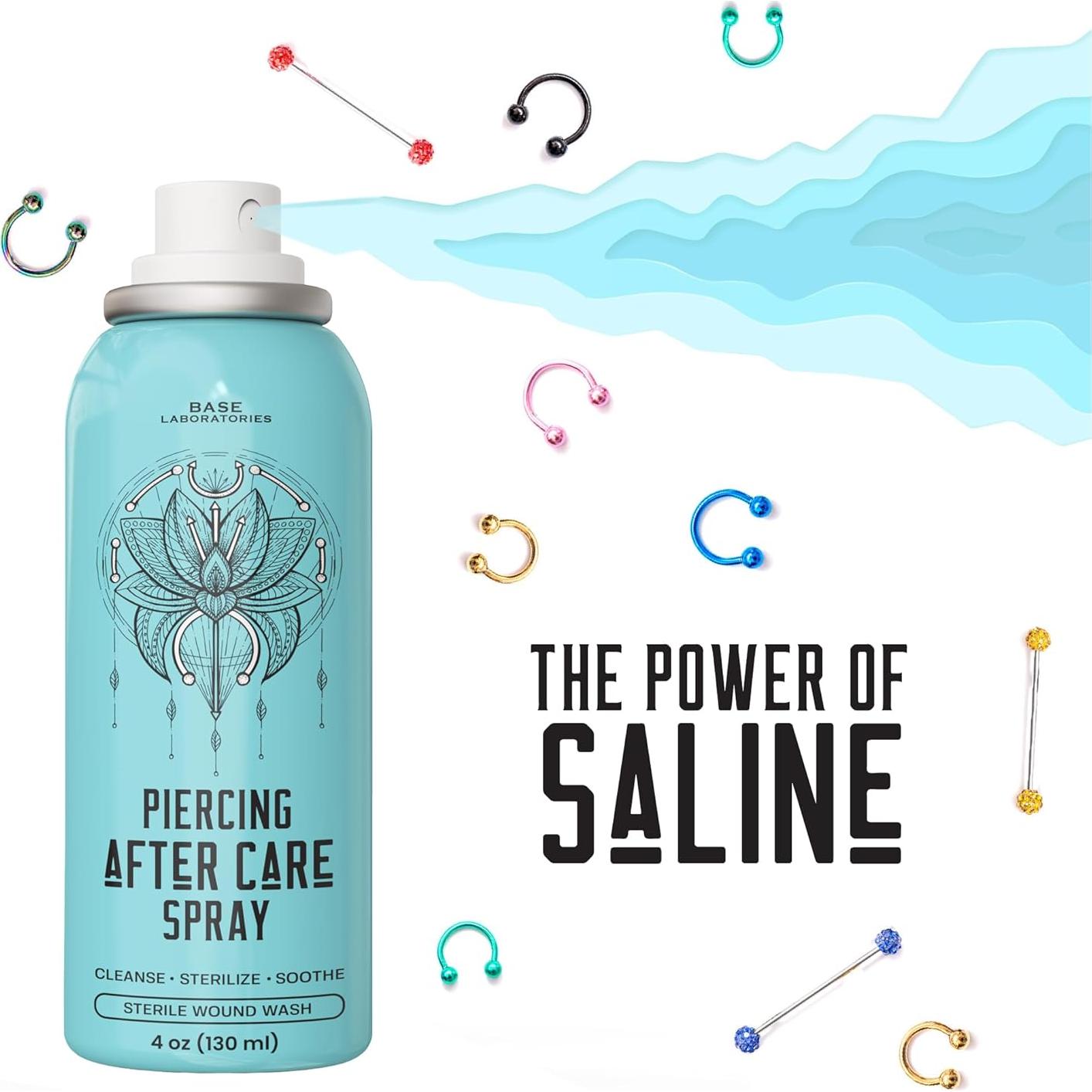 Spray Salino Post-Piercing Base Laboratories 118ml - Cuidado y Limpieza