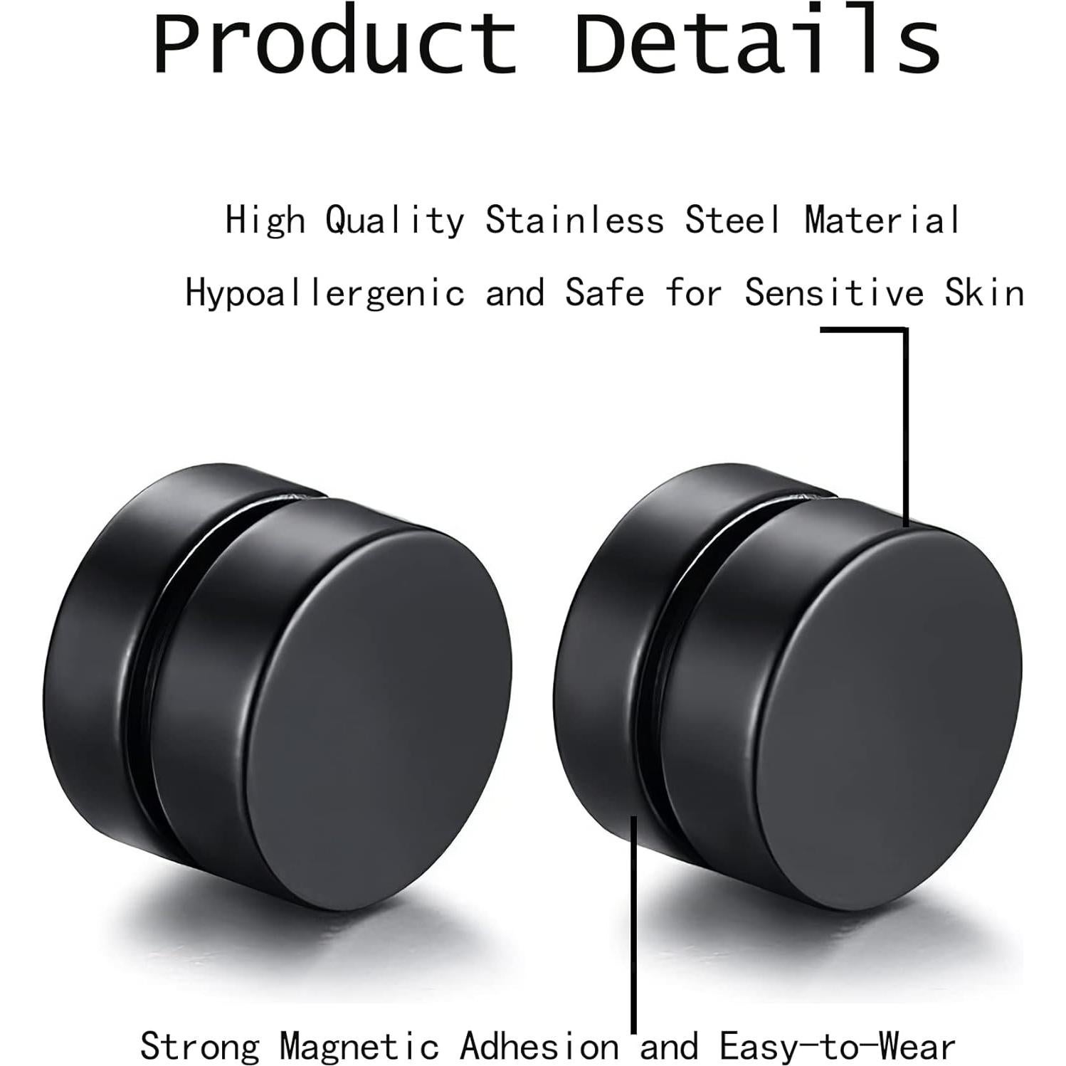 Pendientes Magnéticos HENGYID Unisex Acero Inoxidable Hipoalergénico