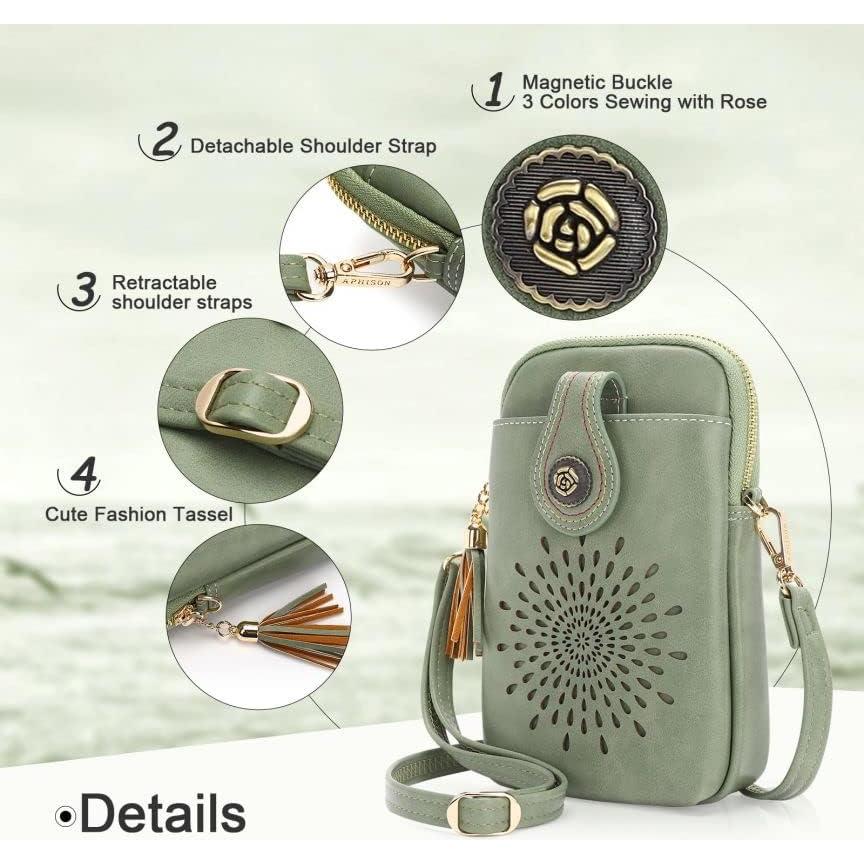 Bolso Cruzado APHISON para Mujeres con Borlas y 3 Bolsillos
