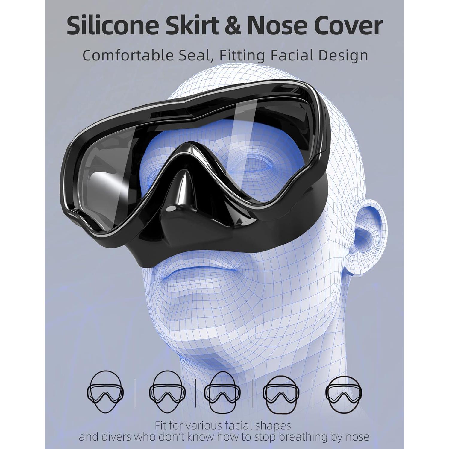 Gafas de Natación EverSport Adultos con Cubierta Nasal - Vista Amplia